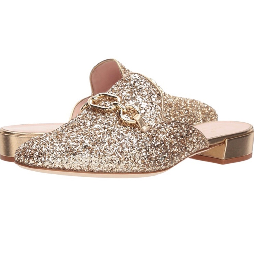 Kate Spade Gold Sparkle Glendi Mules
